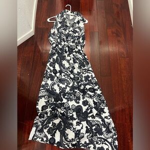 Elegant Black and White Paisley Dress